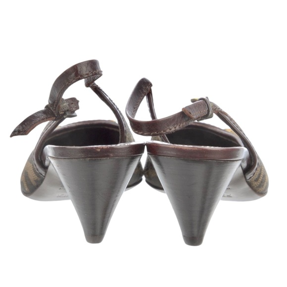 Fendi Zucca Canvas Slingback Kitten Heels - Picture 5 of 7